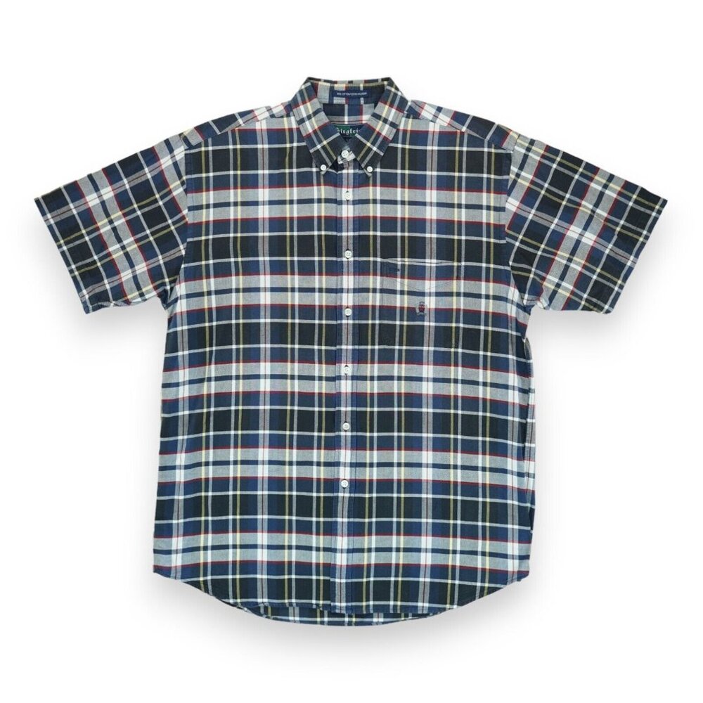 Siegfried Men's Plaid‎ Short Sleeve Button Down Multicolor Shirt Size Large